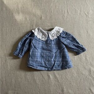 Primark blue shirt with lace collar